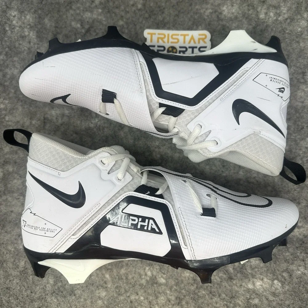 Nike Alpha Menace Pro 3 Football Cleats Mens Size 10.5 White Black CT6649-100